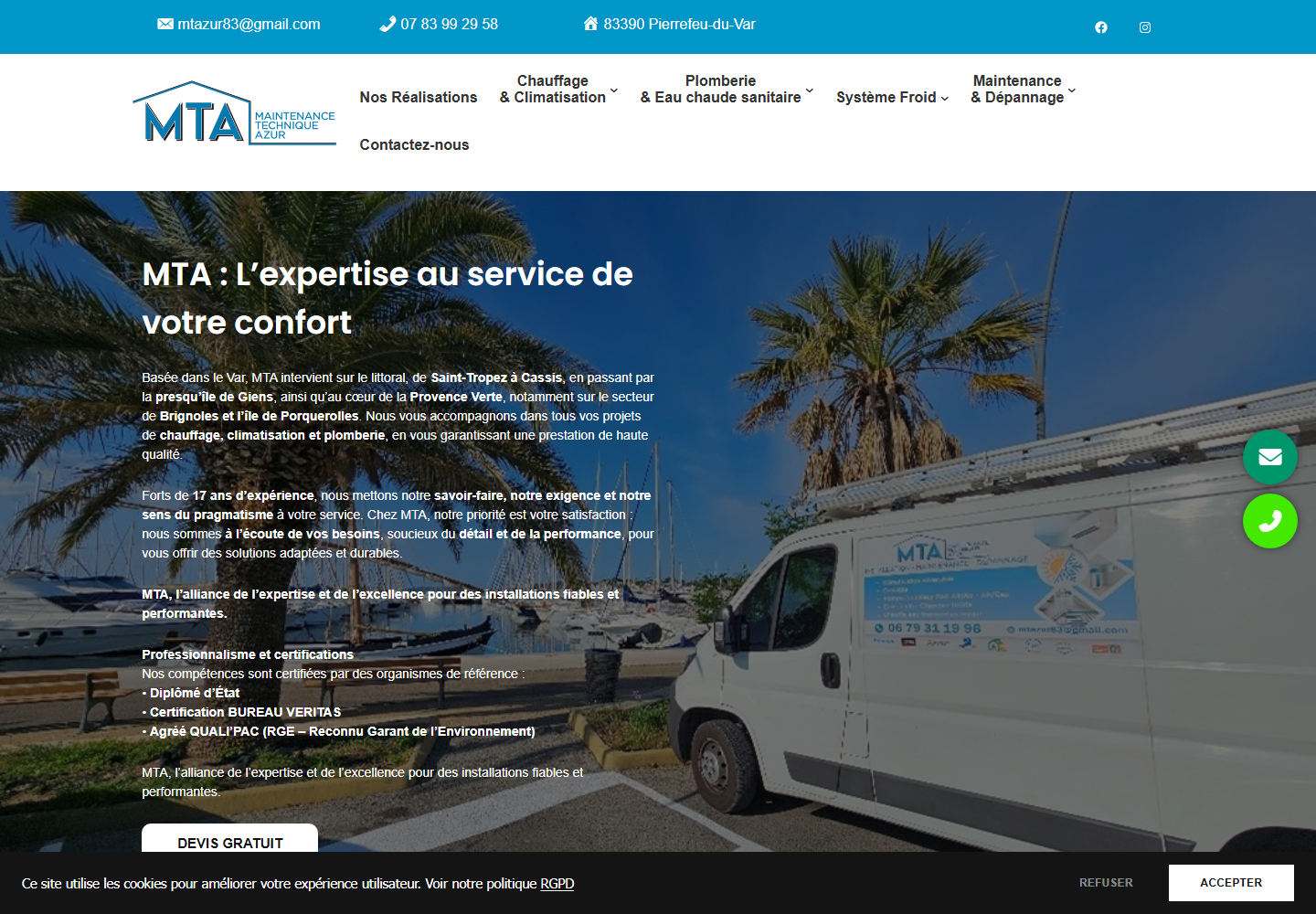 Capture sobre du site MTA 83
